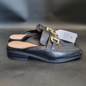 Time and Tru Women's Backless Loafer Mules 11 M Black NWT Memory Foam Comfort